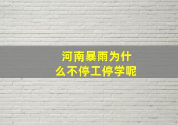 河南暴雨为什么不停工停学呢