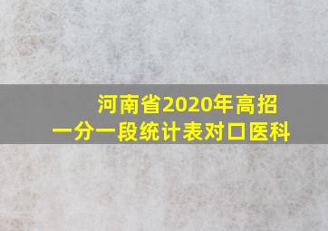 河南省2020年高招一分一段统计表对口医科