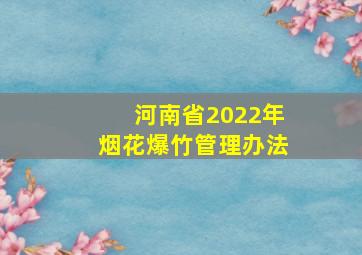 河南省2022年烟花爆竹管理办法