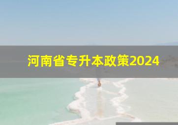 河南省专升本政策2024