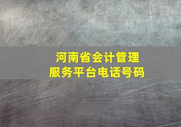 河南省会计管理服务平台电话号码