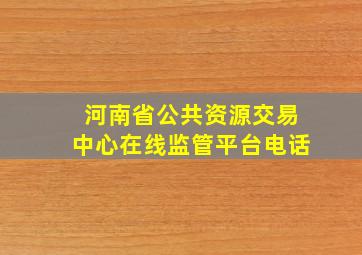 河南省公共资源交易中心在线监管平台电话