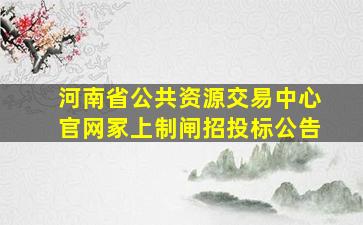 河南省公共资源交易中心官网冢上制闸招投标公告