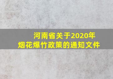 河南省关于2020年烟花爆竹政策的通知文件