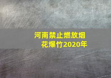 河南禁止燃放烟花爆竹2020年