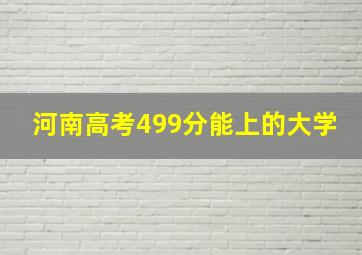 河南高考499分能上的大学