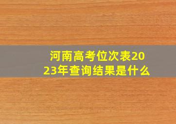 河南高考位次表2023年查询结果是什么