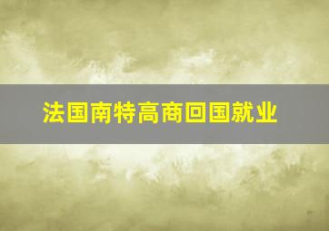 法国南特高商回国就业