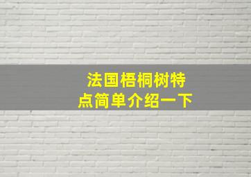 法国梧桐树特点简单介绍一下