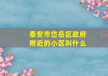 泰安市岱岳区政府附近的小区叫什么