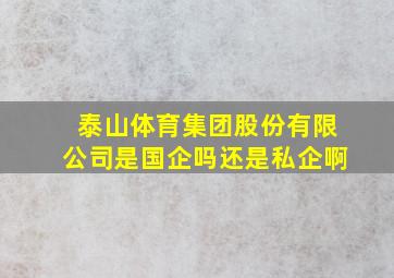 泰山体育集团股份有限公司是国企吗还是私企啊