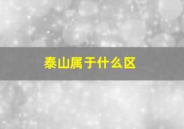 泰山属于什么区