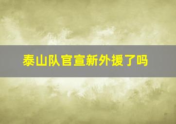 泰山队官宣新外援了吗