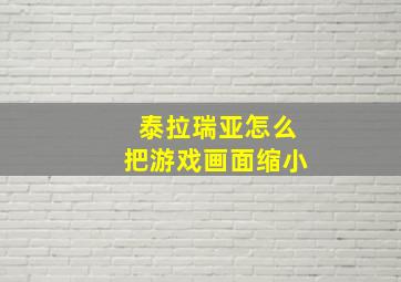 泰拉瑞亚怎么把游戏画面缩小