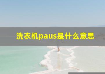 洗衣机paus是什么意思