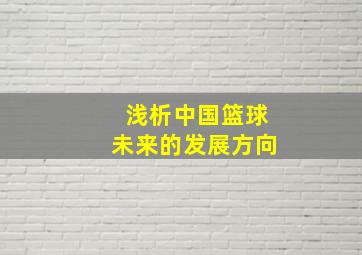 浅析中国篮球未来的发展方向