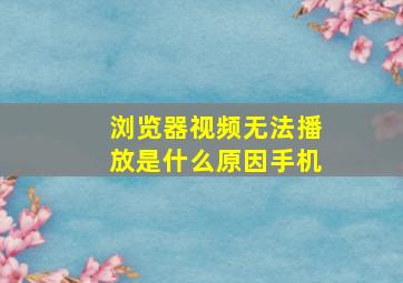 浏览器视频无法播放是什么原因手机