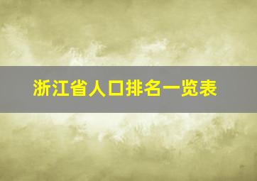 浙江省人口排名一览表