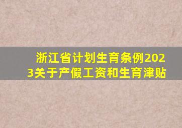 浙江省计划生育条例2023关于产假工资和生育津贴