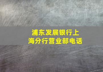 浦东发展银行上海分行营业部电话