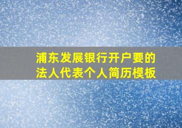 浦东发展银行开户要的法人代表个人简历模板