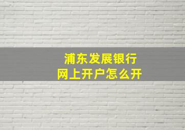 浦东发展银行网上开户怎么开