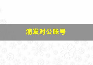 浦发对公账号