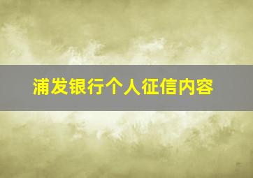 浦发银行个人征信内容