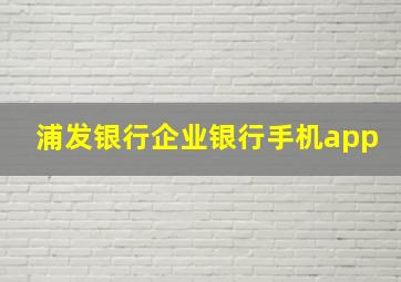 浦发银行企业银行手机app