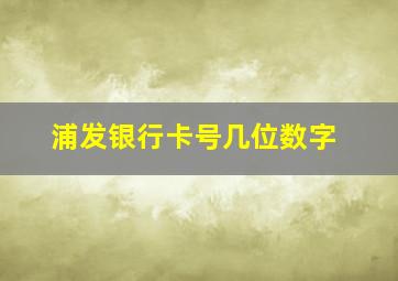 浦发银行卡号几位数字