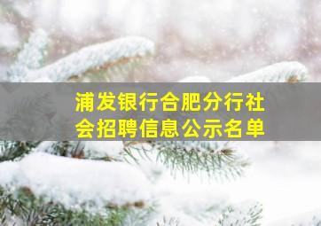 浦发银行合肥分行社会招聘信息公示名单