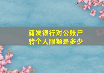 浦发银行对公账户转个人限额是多少