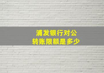 浦发银行对公转账限额是多少