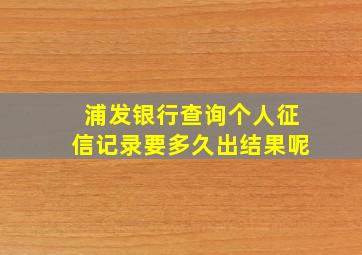 浦发银行查询个人征信记录要多久出结果呢