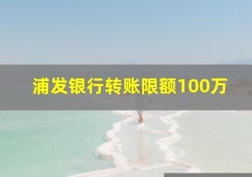 浦发银行转账限额100万