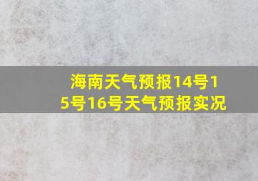 海南天气预报14号15号16号天气预报实况