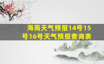 海南天气预报14号15号16号天气预报查询表