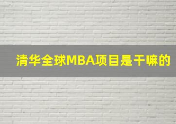 清华全球MBA项目是干嘛的