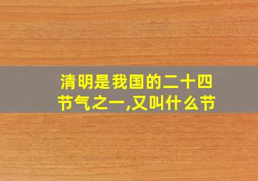 清明是我国的二十四节气之一,又叫什么节