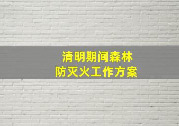 清明期间森林防灭火工作方案