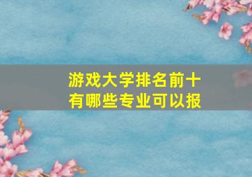 游戏大学排名前十有哪些专业可以报