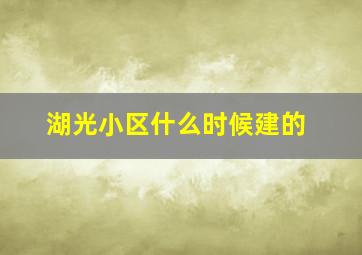 湖光小区什么时候建的