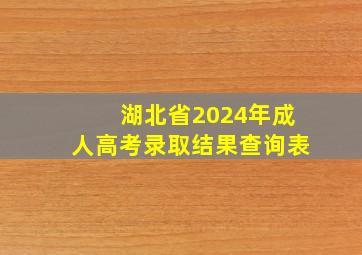 湖北省2024年成人高考录取结果查询表