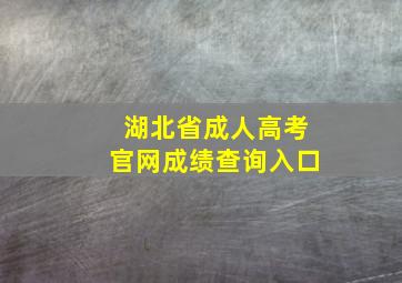 湖北省成人高考官网成绩查询入口