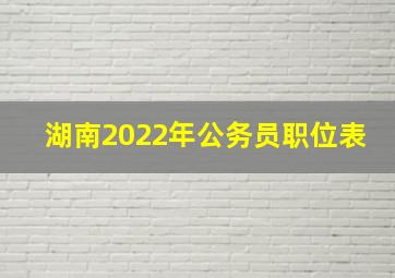 湖南2022年公务员职位表