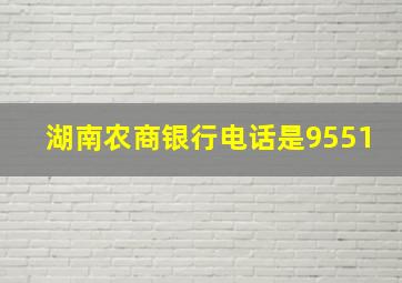 湖南农商银行电话是9551