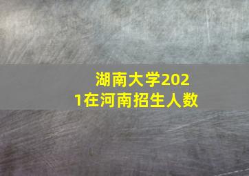 湖南大学2021在河南招生人数