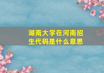 湖南大学在河南招生代码是什么意思