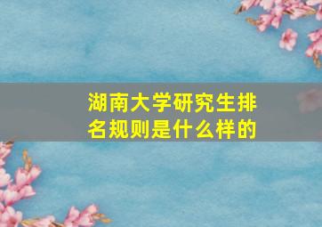 湖南大学研究生排名规则是什么样的