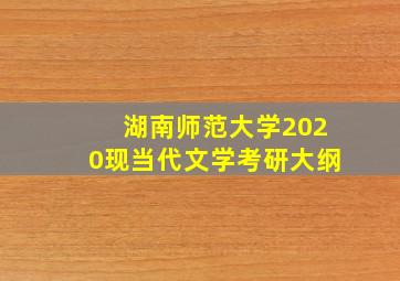 湖南师范大学2020现当代文学考研大纲